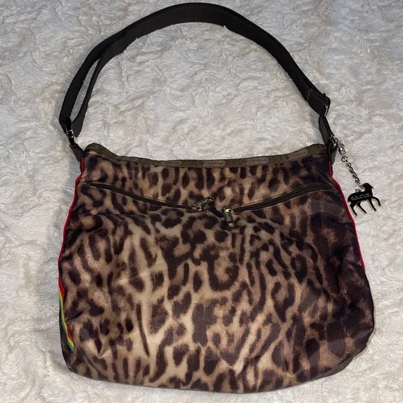 L.A.M.B. Lesportsac Rasta Stripe Leopard Print Shoulder Bag. Gwen Stefani Bag. - Picture 3 of 13